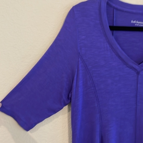 Soft Surroundings Women's Shirt Medium Purple Longline Coastal Grandma Classic - Picture 7 of 15